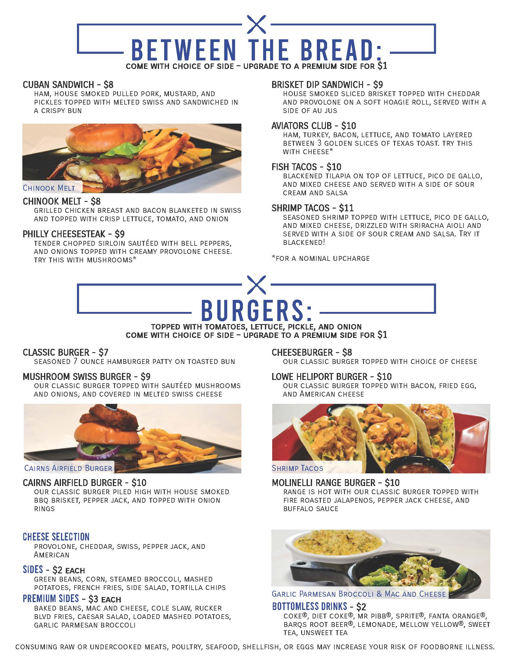 The Landing Zone Menu Ft. Rucker US Army MWR
